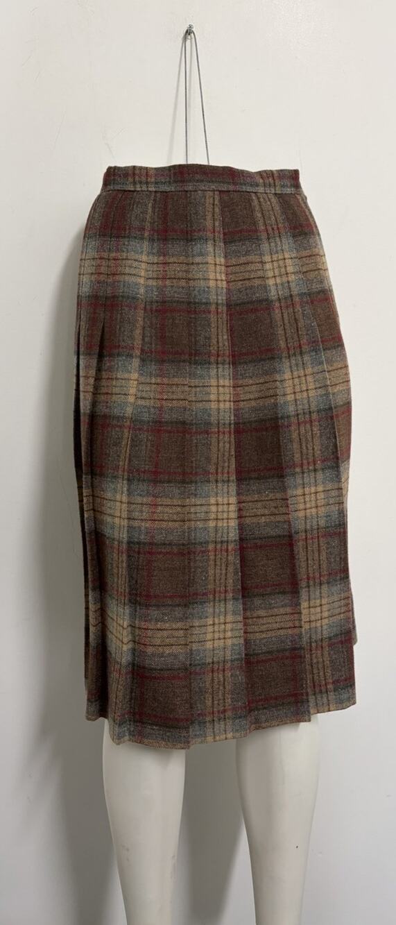 VTG 70’s Wool Plaid Pleated Skirt MJ Concepts Talon Zip Union Made In USA 25W